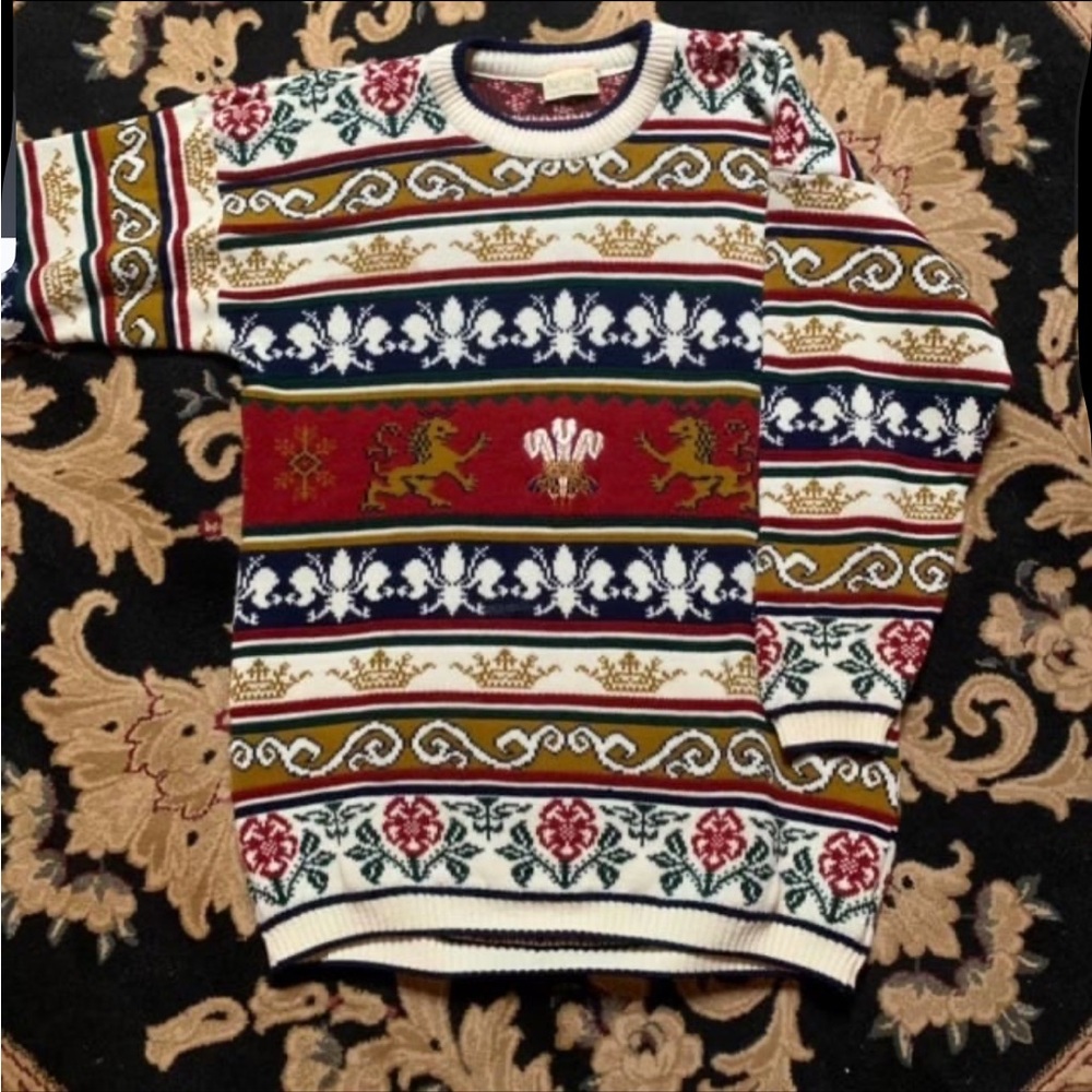 Men's Multicolor Patterned Crewneck Sweater